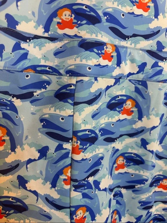 Her Universe Ponyo Blue and Light Blue Ocean Print shortalls size 3X - Picture 4 of 5